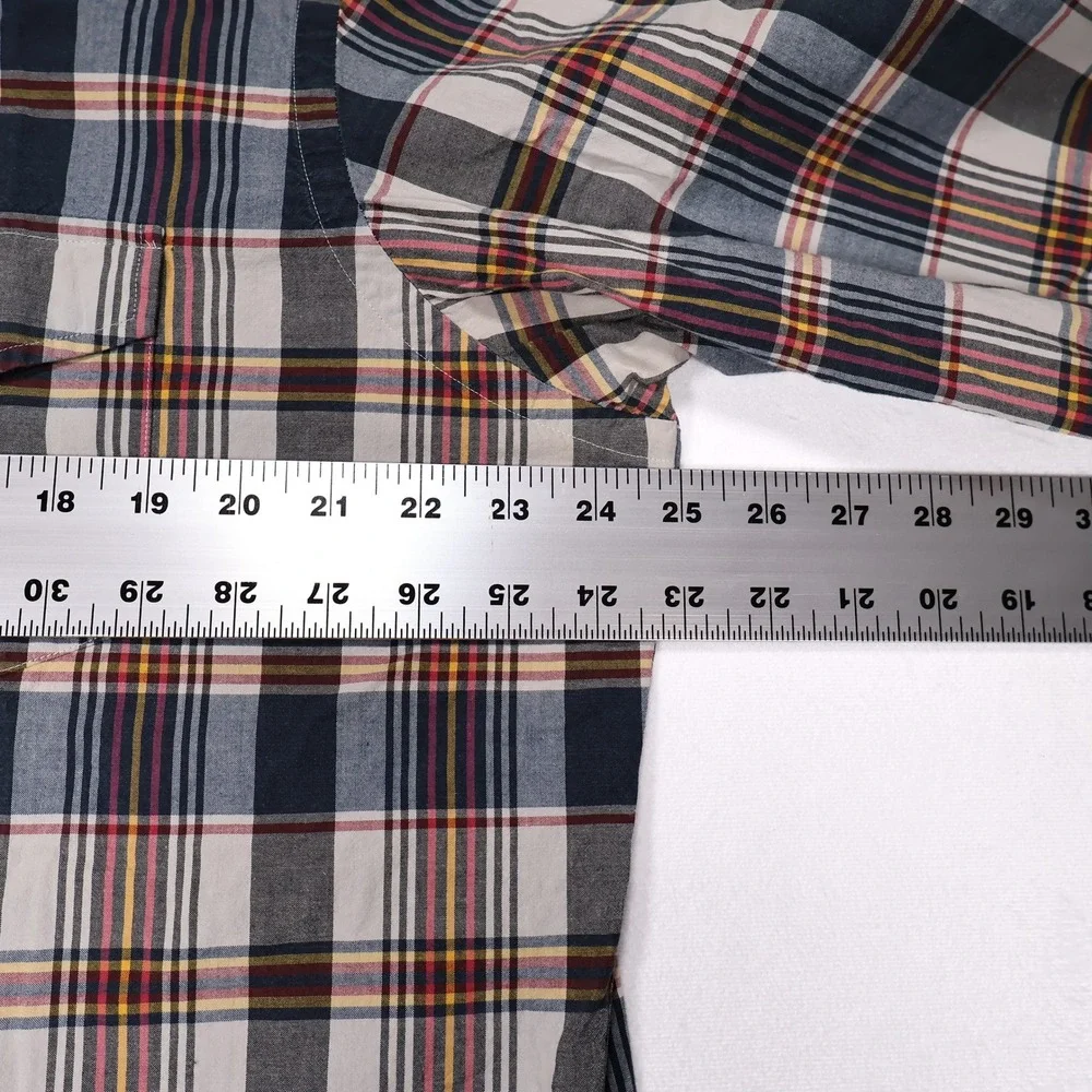 POLO RALPH‎ LAUREN Men's XL Plaid Custom Fit Contrasting Collar Button Up Shirt